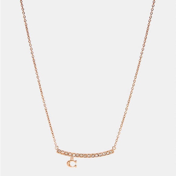 Coach Signature Pave Bar Necklace - rose gold - Picture 1 of 1